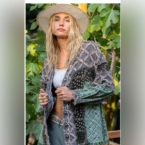 NWOT POL Mixed Fabric Shacket